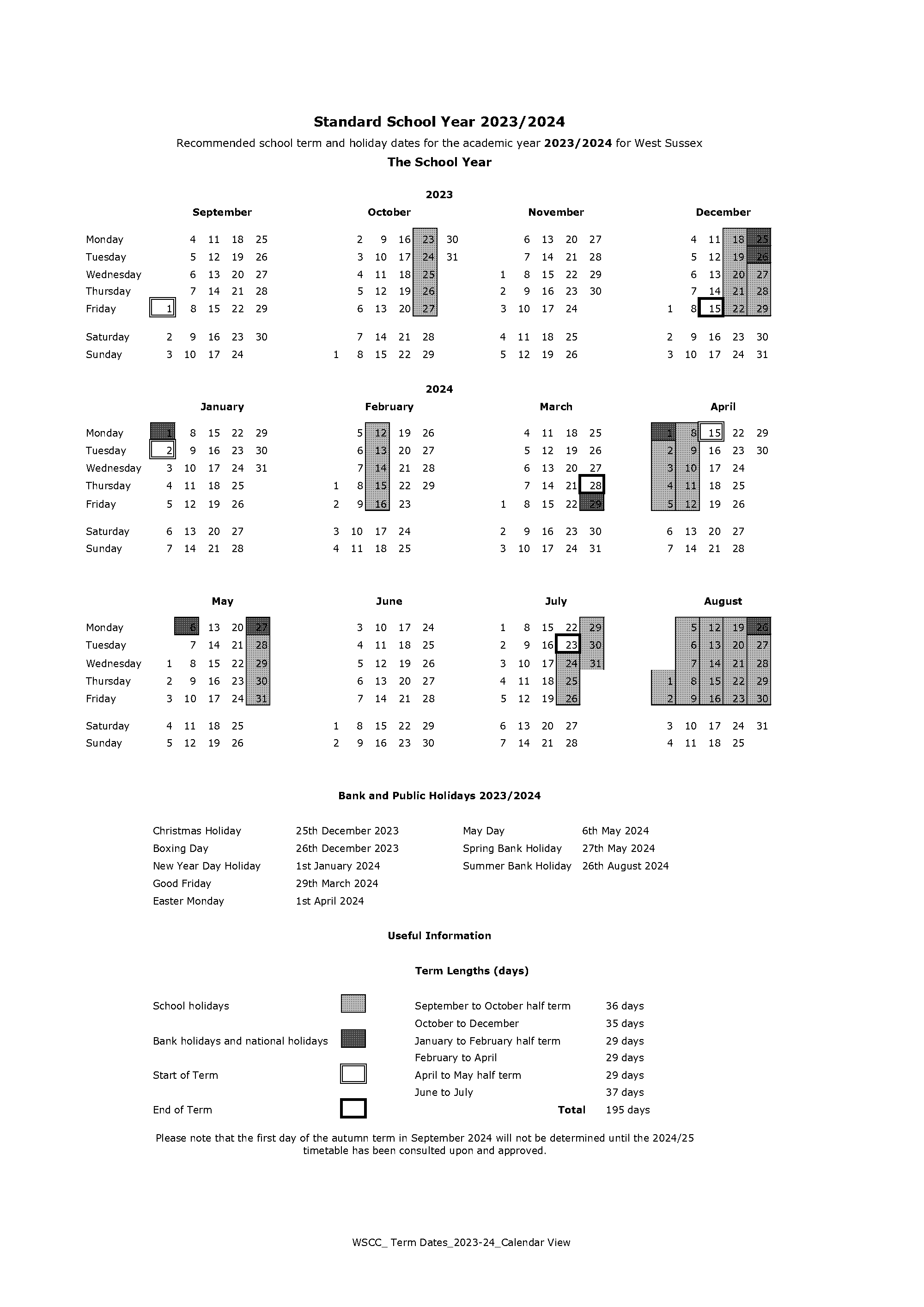 chichester university terms dates